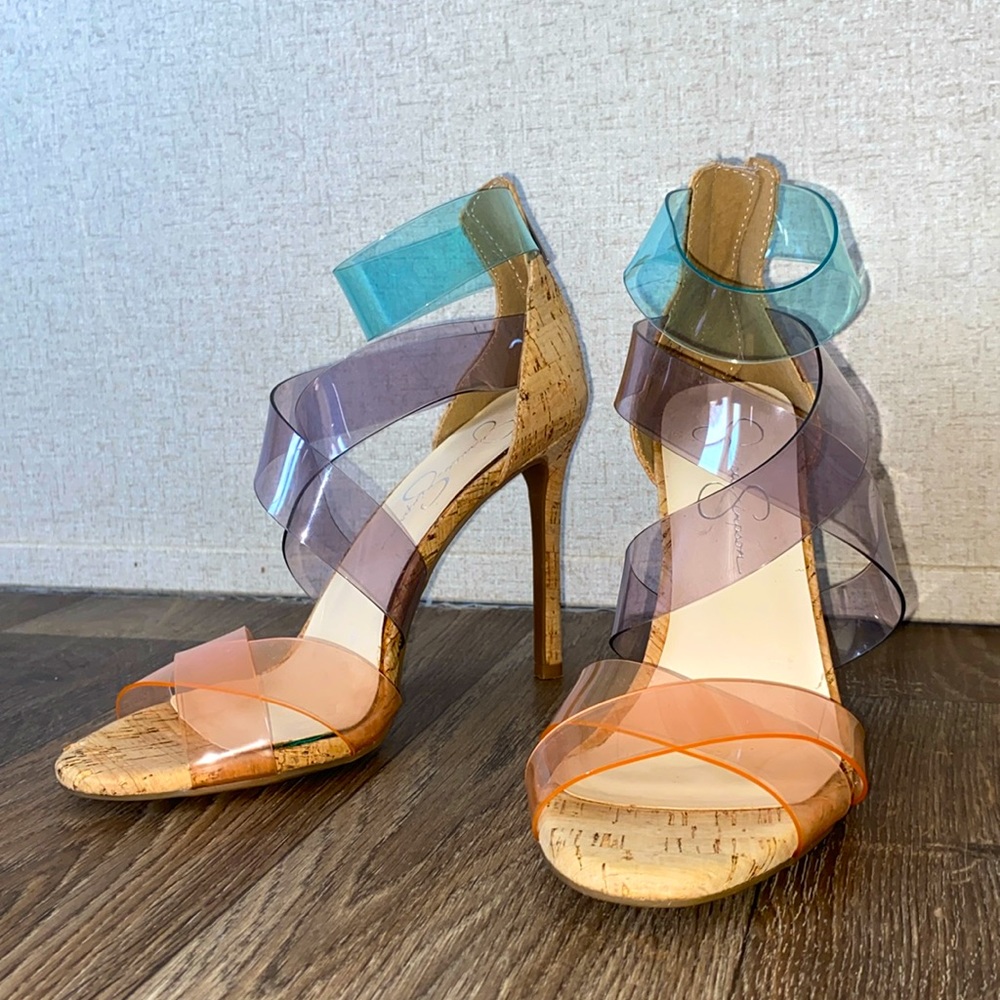 🧡Jessica Simpson Strappy Stiletto Size 7.5 Colorful Heels